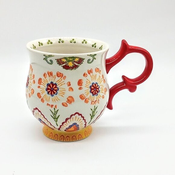 Dutch Wax Handpainted Multicolor Floral Ceramic Mug - Picture 1 of 8